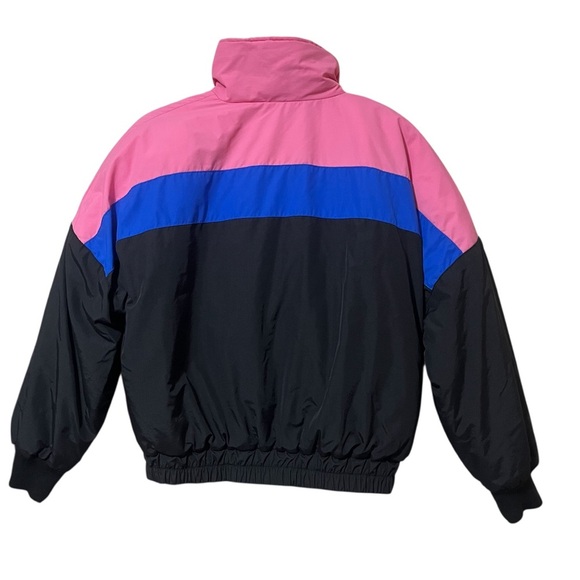 American Eagle Retro Color Block Puffer Jacket In Pink/Blue/Black Size Small - Picture 3 of 9